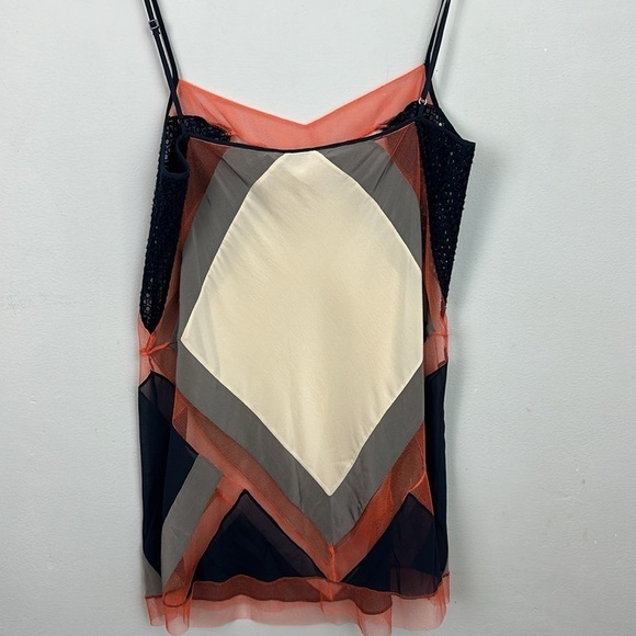 BCBGMAZAZRIA Runway Silk Mesh Geometric Camisole - Picture 12 of 16